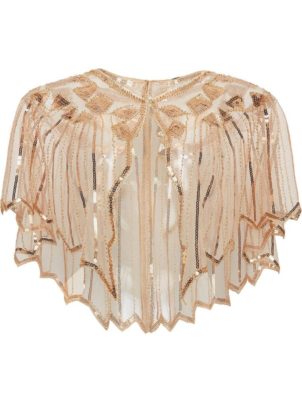 1920s Sequin Beaded Evening Cape Shawl Wrap for Bridal & Formal Events